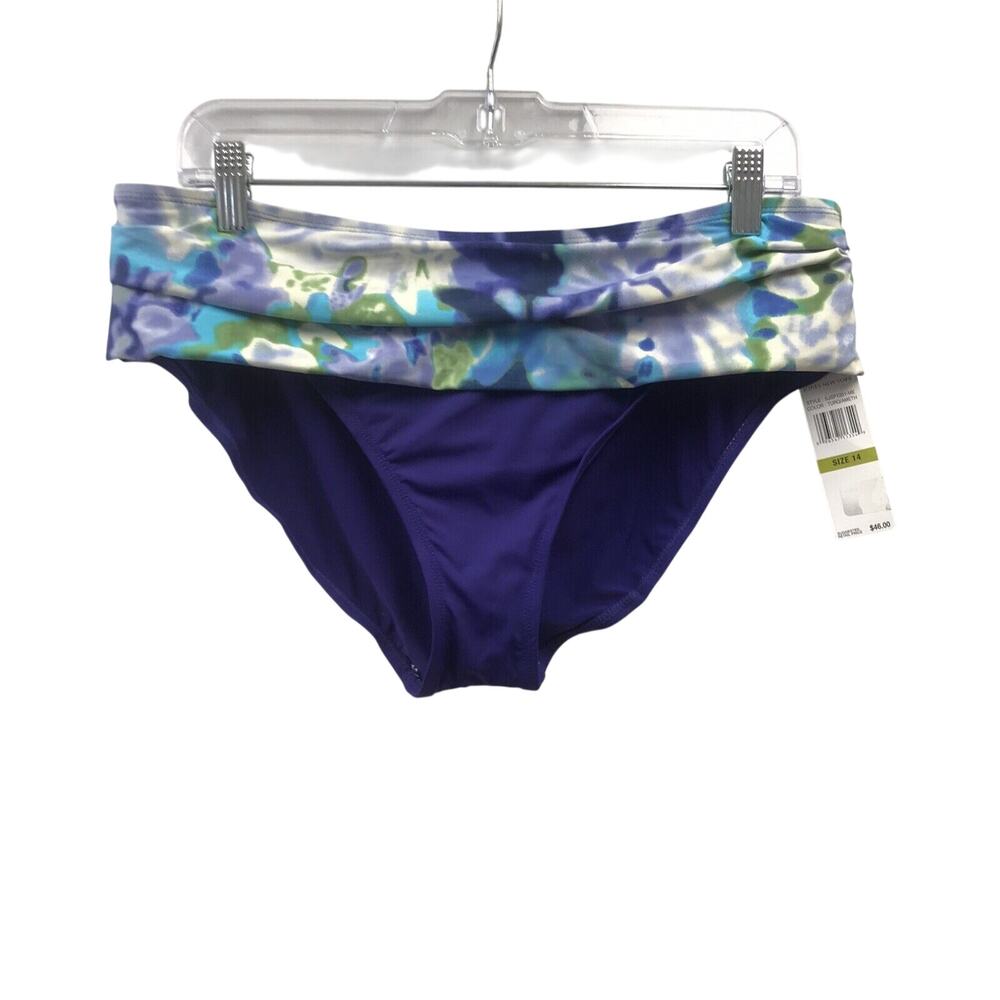 Jones New York Bikini Womens 14 Swim Suit Bottom Purple White Green Blue